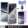 4In1 Xiaomi POCO F7 Case Magnetic Sticker Shockproof Phone Case for POCOF7 Tempered Glass Screen Protector Privacy Anti-Spy Film.