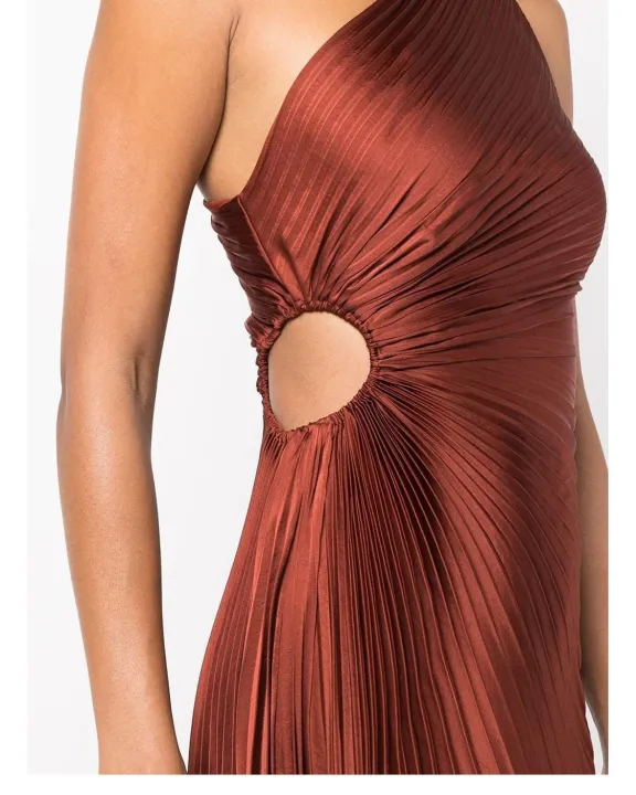 With%20Label%20ALC**%20Summer/Autumn%20Women%20Dress%20Polyester%20Asymmetry%20One-Shoulder%20Brown%20Hole%20Ankle-Length%20Vintage%20High%20Waist%20-%20Image%204
