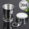 Stainless Steel Folding Cup With Keychain Portable Retractable Telescopic Cups. 