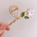 Metal Hair Claw Elegant Hair Pins Gardenia Hair Clips Barrette Crab Ponytail Claw Clip Headwear Hair Accessories Demoo. 
