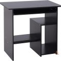 RoyalDecor Compact Small Computer Table Wooden Desk Keyboard Tray Storage Shelf Modern Corner Table Home Office Black.