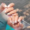 Y2K Style White Matte Nails with Star Designs Reusable Frosted False Nails Short Press on Full Cover Nail Tips DIY Manicure. 
