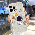 Hontinga for Samsung Galaxy A13 4G Back Cover PU Leather Space Astronaut Case Soft Silicone Edge Phone Cases.