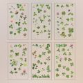 6 pcs/pack Adhesive PVC Plant Flower Sticker Journal Supplies DIY sticker Vintage Transparent Flower Stickers Waterproof Clear PET Scrapbook Stickers Album.