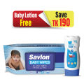 Savlon Baby Wipe 120pcs (Get Baby Soft baby lotion 100ml free). 