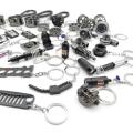 Universal Car Parts Keychain Set All Black Style Metal Keyrings Turbine Shock Engine Cover Pipe Key Chain Creative Gift For Men.