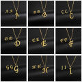 New Simple Gold Color A-Z 26 Letters Initial Pendant Necklace Set for Women Couple Stainless Steel Alphabet Name Chain Choker.