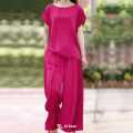 Women’s Cotton Travel Set – Light Top with Wide-Leg Cotton Trousers.