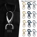 【Booming】 10pcs Black Silver Webbing Buckle Belt Keychain Detachable Snap Hook Leather Strap Buckles Pet Leash Hooks Trigger Clips.