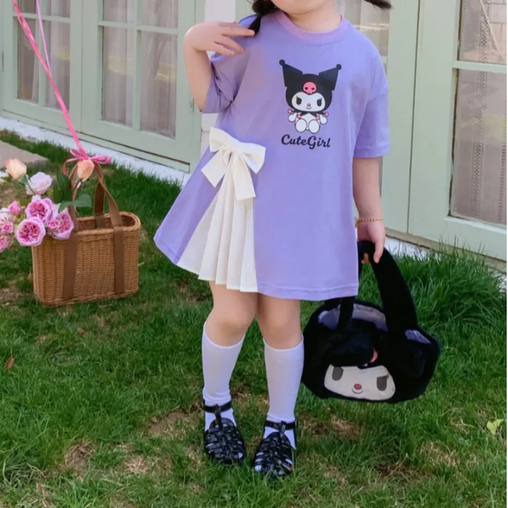 Sanrio%20Hello%20Kitty%20Children's%20Princess%20Dress%20Girls%20Cinnamoroll%20Kuromi%20Dress%20Short%20Sleeve%20Skirt%20Anime%20Cute%20Summer%20Kids%20Clothing%20-%20Image%206