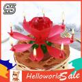 HelloWorld Birthday Candle Solid Paraffin Blossoming Birthday Cake Electronic Lotus Candle.