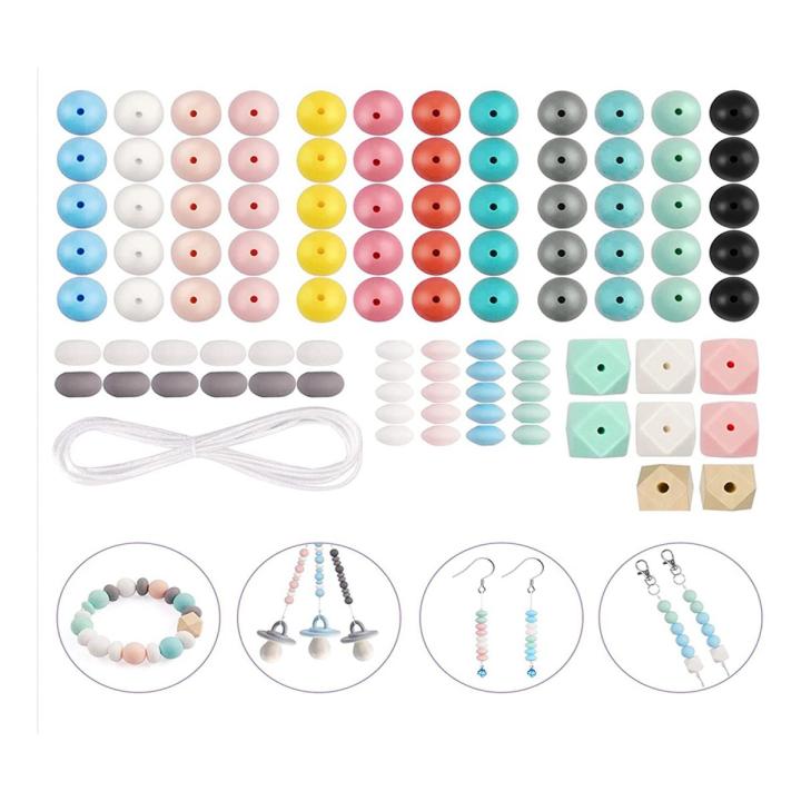 100 Pcs 15mm Silicone Beads Kit Round Shape Polygonal Silicone