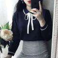 Preppy Style Sweater Women's Spring Autumn Winter Korean Style Loose Slimming Pullover Student Knitwear Coat Undershirt Top.