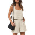 Ladies qualityful Simple Two-Piece Casual Short Straight Leg Pants Sets.
