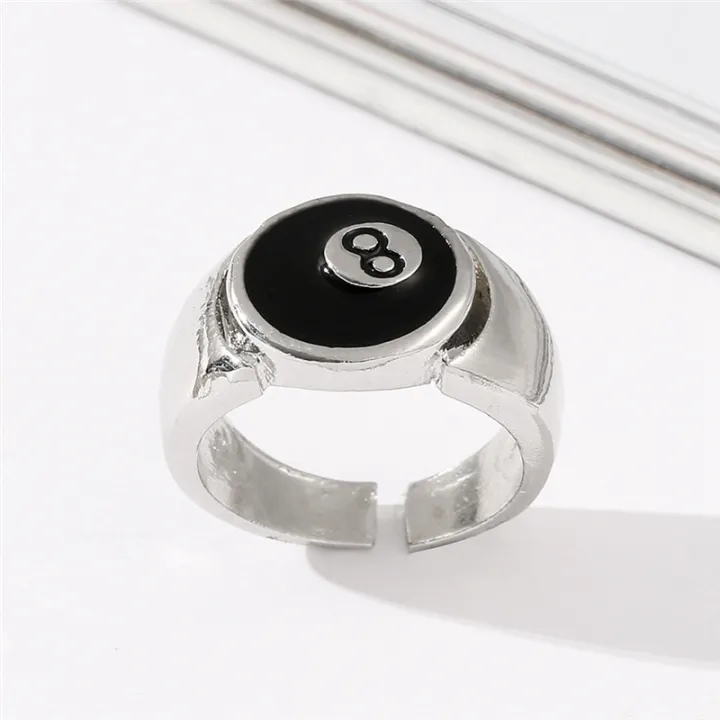 Pool%20Ball%20Ring%20Billiards%20Men'S%20Ring%20Adjustable%20Number%20Black%208%20Eight%20Pool%20Billiard%20Ring,%20for%20Pool%20Lovers%20-%20Image%203