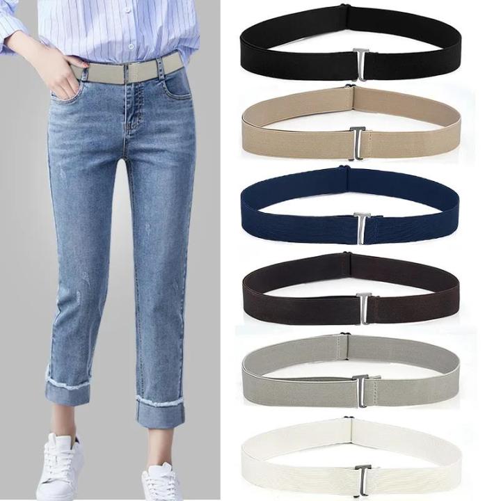 Adjustable Size Flat Buckle Elastic Waist Band Jeans Pant Belt Women Girdle No Show Stretch Belt Invisible Slim Elastic Band