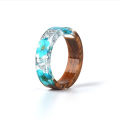 【Hot New Release】 Epoxy Resin Ring Handmade Clean Ocean Resin Wood Ring for Mens Womens.