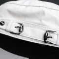 Leather Flat Top Military Hat Fully Enclosed White Men's And Women's Casual Outdoor Shopping  Caps-white. 