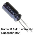 25Pcs- 0.1uF 50V RADIAL Electrolytic Capacitor 0.1uF 50V Radial Polarized Aluminum Electrolytic Capacitors 2 Pin Leads Connections Leg. 