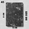 Notebook Scientific Dark Theme Design Paper plane Line Art Design Writing Journal Pad K749. 