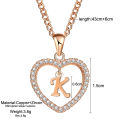 Womens Jewelry Name Initials Heart Pendant Necklace 26 Letters Zircon Love Necklaces Girls Gifts The First Letter Accessories 4g.