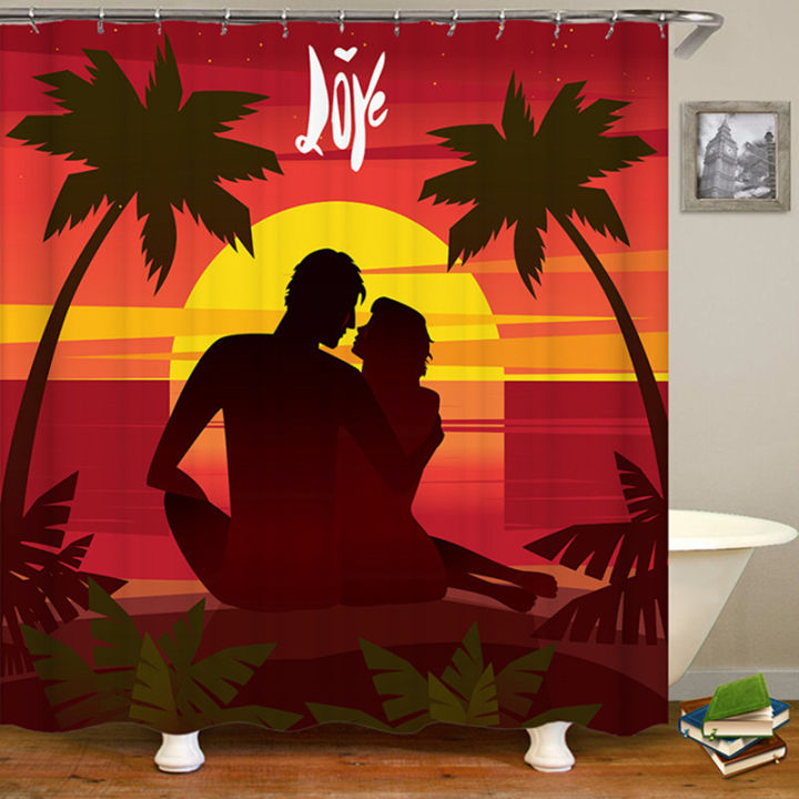 Home%20Decor%20Waterproof%20Shower%20Curtain%20Set%20with%2012%20Hooks%20Toilet%20Covers%20Bath%20Mat%20Bathroom%20Non-slip%20Rug%20Polyester%20Fabric%20Washable%20-%20Image%206