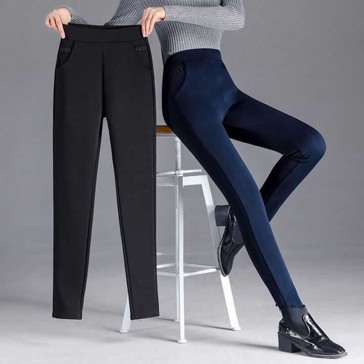 Spring and Autumn New Black plus Size Outer Wear Leggings Women's Thin Mom Pants High Waist Casual Stretch Slimming Pants