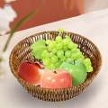 Fruit Basket Vegetables Basket Restaurant Basket PP Material Rattan Woven Tabletop Food Serving Basket Brown. 