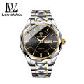 LouisWill Men's Fashion Watch Quartz Watches Double Calendar Watch Diamond Inlaid 30M Waterproof Watch Luminous Quartz Watch Steel Band Watch Luminous Pointer Wrist Watches for Men. 