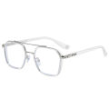 Anti-blue light William Chan same glasses frame men's double beam Iron Man flat mirror retro myopia glasses frame wholesale.