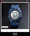 SKMEI SK1576L Navy Blue Camouflage PU Digital Watch For Unisex - Navy Blue Camouflage. 