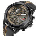 NAVI forCE NF9110 PU Leather Wrist Watch for Men - Brown and Black.