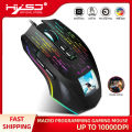 HXSJ J500 USB Wired Gaming Mouse RGB Gaming Mouse with Display Screen Six Adjustable DPI for PC Desktop Laptop Mouse PUBG Gamer. 