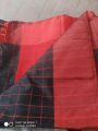 New Dhupain Check Sarees For Women Red Black. 