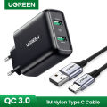 UGREEN Dual USB Charger Quick Charge 3.0 36W Fast Charger Adapter 2 Ports QC3.0 Mobile Phone Chargers for iPhone Samsung Xiaomi Redmi Huawei Charger. 