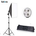 Professional 4-in-1 E27 Lamp Holder Studio Softbox Light Kit (Black) with 60x60cm Stand Included for Lighting Mastery. 