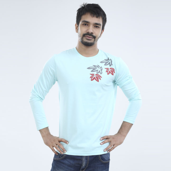 Sky%20Blue%20Color%20Cotton%20Full%20Sleeve%20T-Shirt%20For%20Men's%20-%20Image%203