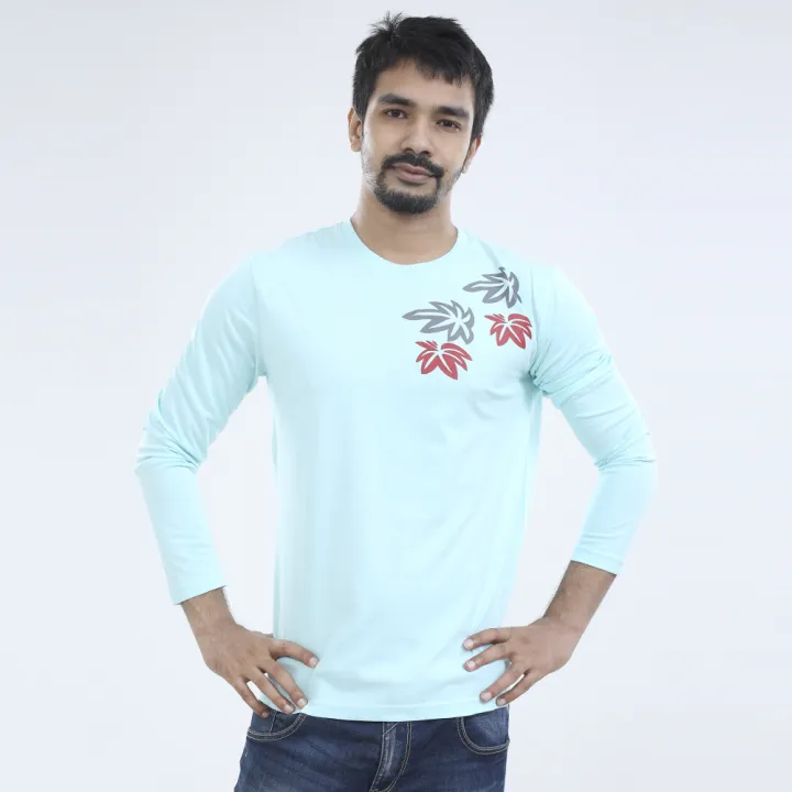 Sky%20Blue%20Color%20Cotton%20Full%20Sleeve%20T-Shirt%20For%20Men's%20-%20Image%203