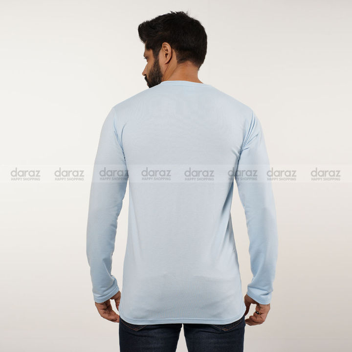 Sky%20Blue%20Color%20Cotton%20Full%20Sleeve%20T-Shirt%20For%20Men%20-%20Image%203