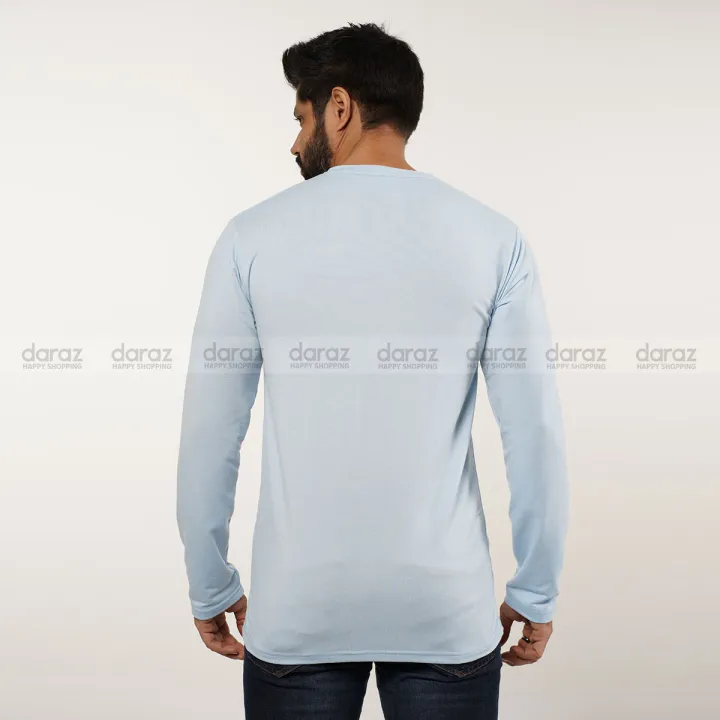 Sky%20Blue%20Color%20Cotton%20Full%20Sleeve%20T-Shirt%20For%20Men%20-%20Image%203