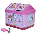 Metal House Shaped Coin Box Cartoon Kids Money Box piggy bank for kids. 