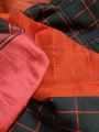 New Dhupain Check Sarees For Women Red Black. 