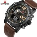 Naviforce NF9095 - Coffee Leather Wrist Watch for Men. 