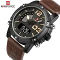 Naviforce NF9095 - Coffee Leather Wrist Watch for Men. 