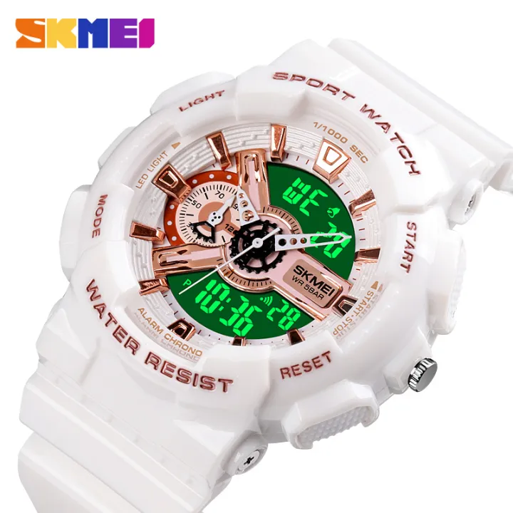 SKMEI%201688%20White%20PU%20Dual%20Time%20Watch%20For%20Unisex%20-%20White%20-%20Image%204