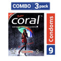 Coral Long Lasting Extra Time Lubricated Natural Latex Condom - 3 Packs Combo. 