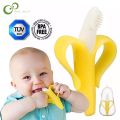 Baby Teether Toys BPA Banana Teething Ring Silicone Chew Dental Care Toothbrush Nursing Beads Gift For Infant.
