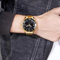 SKMEI 1649 Golden Stainless Steel Dual Time Sport Watch For Men - Golden.