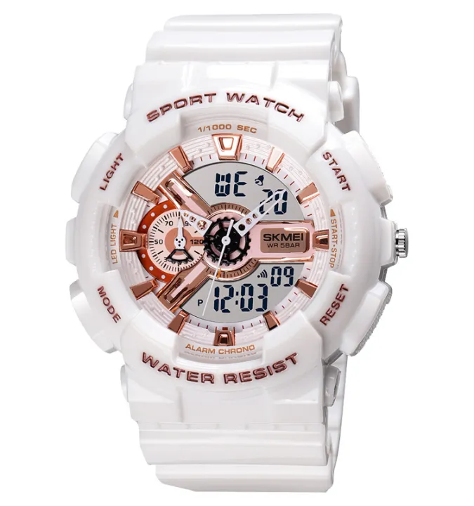 SKMEI%201688%20White%20PU%20Dual%20Time%20Watch%20For%20Unisex%20-%20White%20-%20Image%202
