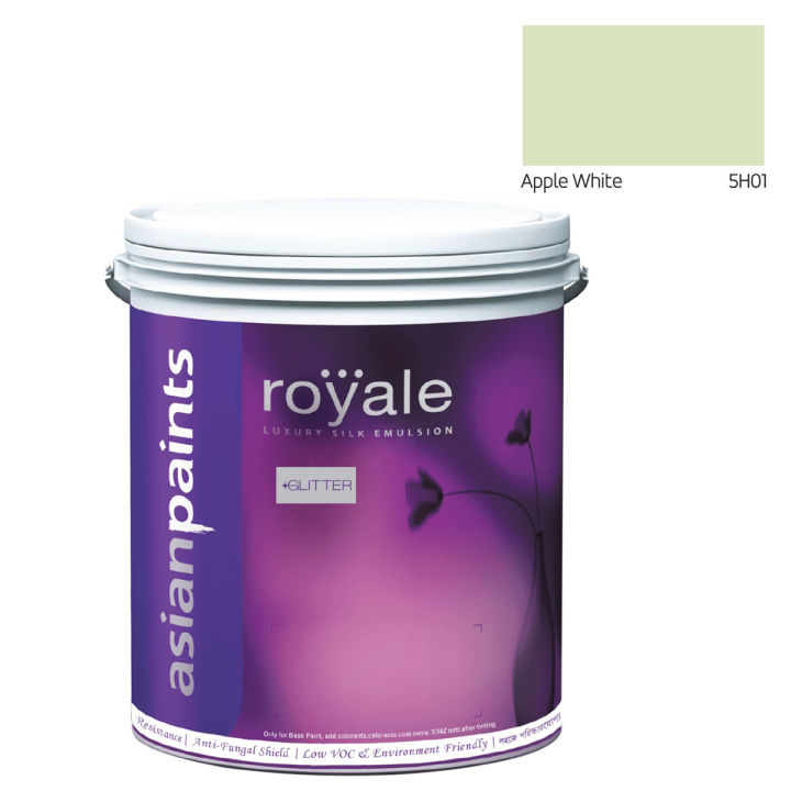 Asian Paints Royale Luxury Silk Emulsion Glitter (Silver) - Apple White - 4L